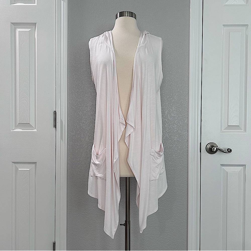 LOGO by Lori Goldstein Open Front Vest w/ Hood